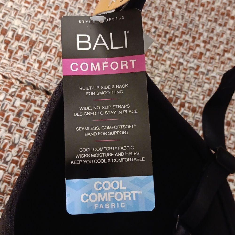 34DD Bali Comfort Revolution Shaping Wireless Smoothing Bra Style3463 Black Swir - Picture 9 of 9